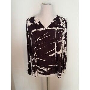 Young Fabulous & Broke Tie Dye Top Long Balloon Sleeves Raisin Large Hippie